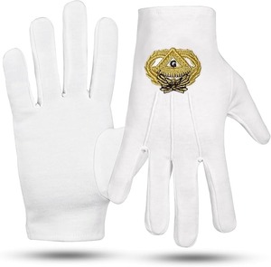 Gants de maçonnerie Uzair Umair Past Master Gold, grande taille, 100% coton, vente en gros à bas prix, pour hommes et femmes. - Product Image 1
