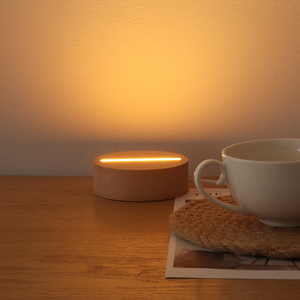 Pantalla de visualización de diodo emisor de luz de madera pulida de alta calidad soporte de base de luz nocturna U-disk base de madera eléctrica Luz de bricolaje - Product Image 3
