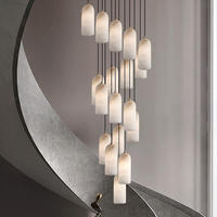 Lustre en albâtre pour escalier en colimaçon et plafond haut, luminaire suspendu cascade design pour hall d'entrée, foyer, villa et hall d'accueil