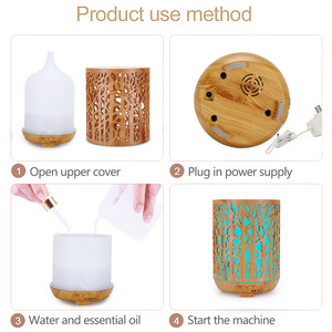 Diffuseur d'arômes forestiers en bois grainé 0,5L avec lumière LED, alimentation USB, pour usage domestique et commercial - Product Image 5