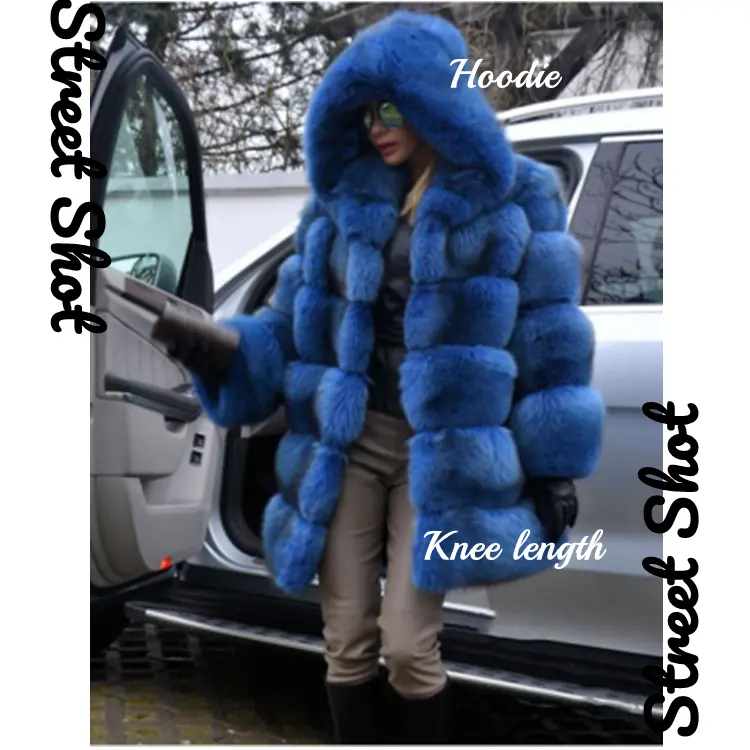 Plus Size S-4XL Fur Women's Coats Mid Knee Length Hip Warm Long Brush Hoodie Winter 8 Color Top