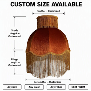 Luxury Victorian Lamp Shade, Velvet Fabric with <strong>Gold</strong> Fringe, Custom Size Decorative <strong>Lampshade</strong> for Table Lamp Floor Lamp - Product Image 5
