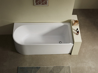 Baignoire acrylique à poser contre le mur, moderne, à extrémités arrondies, rectangulaire, avec ensemble d'accessoires de salle de bain pour la maison, l'hôtel et la salle de bain
