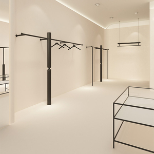Riel de Exhibición de Ropa Comercial Negro Mate Montado en Pared, Soporte Estable para Colgar Prendas en Pared para Centro Comercial y <span class=keywords><strong>Boutique</strong></span> de Mujer - Product Image 3
