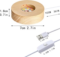 Support de Lampe LED USB en Bois Massif 5-8cm, Base d'Affichage, Veilleuse, Sous-Verre Lumineux pour Bouteille, Support Décoratif pour Ornement en Verre Boule de Cristal