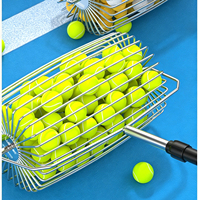 Ramasseur de balles roulant réglable en acier inoxydable pour tennis, golf et pickleball