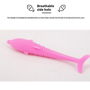 Juguete de limpieza de dientes Self-Hi para gatos Felpa Silicona Dolphin Molar Pet Chew Toys Fun Bite Play con pescado con sabor a menta - Product Image 3