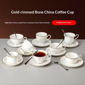 Taza y Platillo de Porcelana Fina con Borde Dorado, Estilo Europeo de Lujo, para Té de la Tarde - Product Image 2