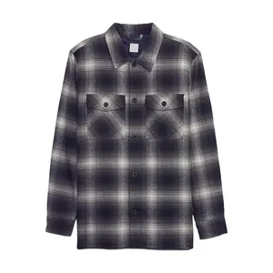 Giá thấp Mens kẻ sọc dài tay áo Chất lượng cao flannel Áo sơ mi tùy chỉnh