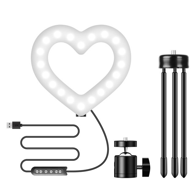 6inch Heart Shaped LED Selfie Mini Ring Light Led Ring Lamp for Video youtube Live Stream Make up