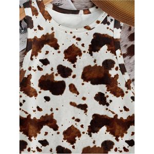 FOXA Women's Cow Print Tank <b>Top</b> Sleeveless Fitted Crop <b>Top</b> Summer Breathable Knitted Vest - Product Image 5