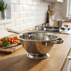 Passoire en acier inoxydable avec longue poignée et poignée latérale, égouttoir durable pour la cuisine - Product Image 4