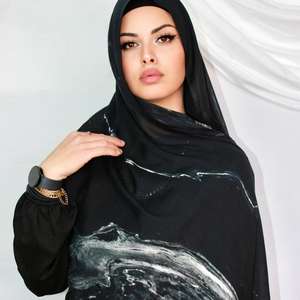 Hijab personnalisé avec logo de qualité supérieure 2025, châle musulman avec logo personnalisé - Satin modal, motif paisley 4 saisons, hijab long - Product Image 1