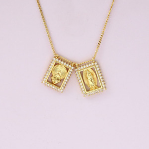 Nz1689 Collier Scapulaire Délicat Plaqué Or 18 carats avec Zirconium Cubique, Collier Marie, Médaille Miraculeuse, Bijou Religieux Catholique - Product Image 3