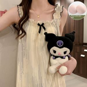 Abbigliamento <span class=keywords><strong>da</strong></span> donna in stile principessa abito sottile <span class=keywords><strong>con</strong></span> cinturino in <span class=keywords><strong>cotone</strong></span> a sbuffo <span class=keywords><strong>con</strong></span> copricapo rimovibile <span class=keywords><strong>camicia</strong></span> <span class=keywords><strong>da</strong></span> <span class=keywords><strong>notte</strong></span> senza maniche in raso per l'estate - Product Image 6