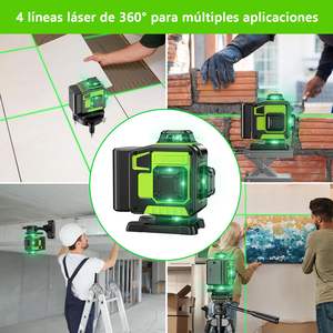 Nivel Láser Verde Industrial <span class=keywords><strong>4D</strong></span> 360° Autonivelante de 16 Líneas, Horizontal y Vertical, con Trípode Integrado y Control Remoto, 1mm/5m - Product Image 3