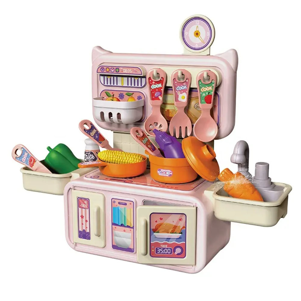 Cheapest OEM Children Mini Kitchen Stove Simulation Toy Automatic Water  Spray Toy Girls Cooking Pretend Kitchen Play Set