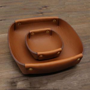 Factory Custom Leather <b>Storage</b> <b>Tray</b> Personalized Square Leather Desktop Organizer <b>Tray</b> for Home <b>Storage</b> - Product Image 1