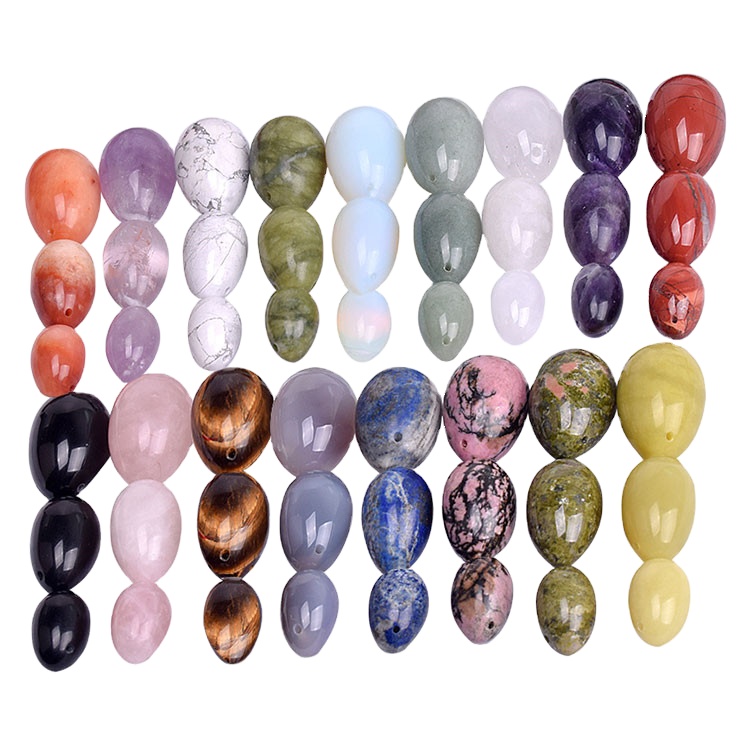 Dropshipping GIA Certified Gemstone Crystal Healing Stone Set Drilled Rose Quartz Jade yoni egg Used for Kegel exercises