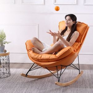 Chaise à bascule relaxante pour adultes, très vendue, bon marché, en laine d'<span class=keywords><strong>agneau</strong></span> avec cadre en bois massif et pieds en métal, pour la chambre à coucher, le balcon - Product Image 2