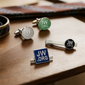 Ensemble de boutons de manchette et de barrette à cravate <span class=keywords><strong>JW</strong></span> Emblem avec logo personnalisé, vente en gros d'usine, accessoires de mode en métal pour hommes - Product Image 4