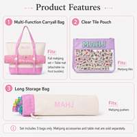 Ensemble de sacs fourre-tout en toile XCL American Mahjong 3 pièces, pliables, durables, pour le rangement et le transport des accessoires de Mahjong, plusieurs couleurs