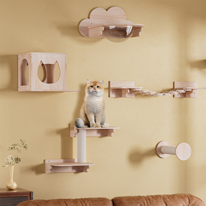 Estructura de Escalada para Gatos Montada en Pared, con Cama, Plataforma de Salto, Pilar con Diseño de Cápsula Espacial y Hamaca, Mueble Ahorrador de Espacio - Product Image 3