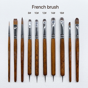 Pinceau à ongles à pointe française en poils synthétiques Kolinsky avec manche en bois, virole sertie et stylo à pois pour usage professionnel/DIY, tailles 8-16 - Product Image 1