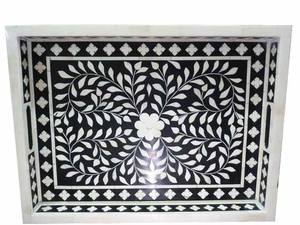 Plateau de service décoratif en résine incrustée noir fait main, best-seller du Ramadan, pour la maison, le restaurant, l'hôtel, cadeau islamique de l'Aïd - Product Image 5