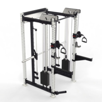 Máquina de gimnasio multifuncional al por mayor: Máquina Smith, equipo de fitness para dominadas y remo bajo, soporte para sentadillas con cables
