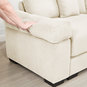Sofá Modular Seccional Extra Grande Cloud Couch con Otomana - Asientos Profundos y Anchos de Pana Afelpada, Diseño Moderno, Ideal para Hoteles y Villas, Lavable - Product Image 5
