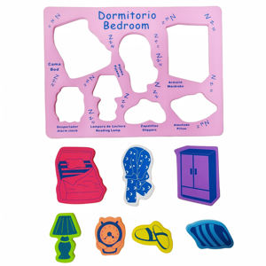 Puzzle en mousse EVA, puzzle <span class=keywords><strong>de</strong></span> chambre à coucher, table <span class=keywords><strong>de</strong></span> chevet, lampe, armoire, coussin, meubles, motifs, mots à trouver pour les enfants, reconnaissance éducative - Product Image 3