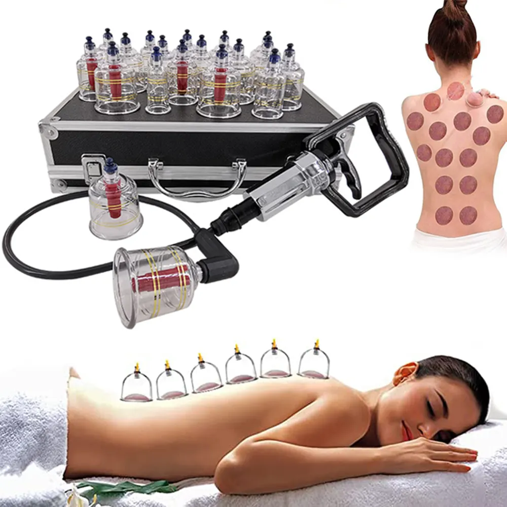 17 Cans Acupuncture Vacuum Cupping Glasses Set Plastic Vacuum Massager Medical Cups Jars Therapy Cupping Set for Massage