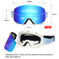 Nouvelles lunettes de ski anti-buée UV400 Snowboard lentille interchangeable pas de cadre magnétique en TPU lunettes de ski de neige personnalisées
