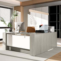 Ensemble de bureau de direction en forme de L avec armoire de rangement à 3 tiroirs pour PDG BOSS Ensemble de bureau de direction de luxe