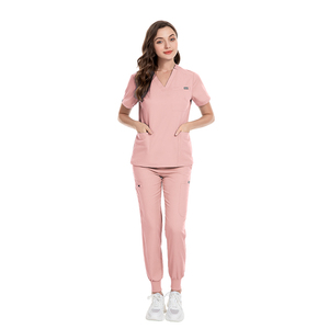 Ensembles d'uniformes médicaux unisexes haut de gamme, blouses d'infirmière à col en V, pantalons de jogging, vente en gros, tissu extensible de haute qualité, vêtements médicaux - Product Image 3