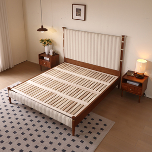 Meubles de chambre à coucher KMJ, style vintage américain antique, <span class=keywords><strong>lit</strong></span> en <span class=keywords><strong>bois</strong></span> de 1,8 m, <span class=keywords><strong>lit</strong></span> double, tête de <span class=keywords><strong>lit</strong></span> capitonnée, <span class=keywords><strong>lit</strong></span> en <span class=keywords><strong>bois</strong></span> Queen - Product Image 4