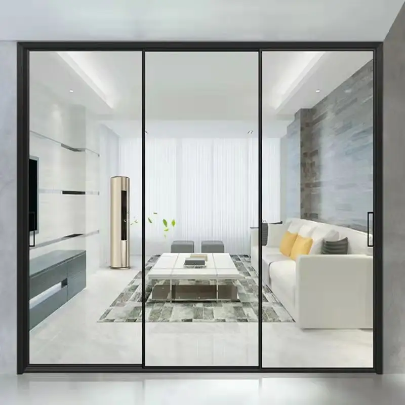 European style modern simple design good price aluminum narrow frame alloy sliding doors