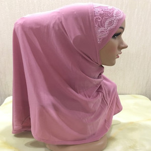 Hiyab instantáneo de venta directa de fábrica para mujer con encaje de cristal de lino Hid árabe pañuelo para la cabeza hiyab instantáneo con gorro musulmán - Product Image 4