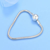 Mode boucle ronde doux chaîne Bracelet 925 en argent Sterling basique serpent os Bracelet pour pendentif à breloque perles bijoux à bricoler soi-même