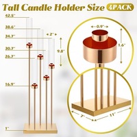 Candélabre en fer à 5 bras avec abat-jour en verre, porte-bougie multi-niveaux de haute qualité pour centre de table de mariage, allée de cérémonie et décoration événementielle