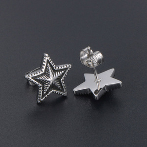 Pendientes con forma de estrella de acero de titanio estilo vintage para hombres y mujeres, joyería de regalo CF091 - Product Image 3