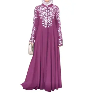 Benzersiz zarif rahat OEM ODM islam müslüman giyim baskı elbise kadınlar için Robe abaya uzun elbise