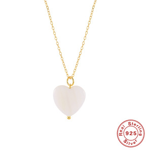 Collar de concha redonda de corazón de amor geométrico para mujer, joyería de plata de ley 925 delicada, venta al por mayor - Product Image 2