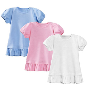 Camisetas de Verano Personalizadas para Bebés y Niñas Pequeñas, Tejidas, 100% Algodón Peinado, con Volantes y Mangas Abullonadas - Product Image 2