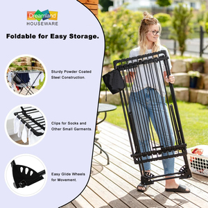 Séchoir à linge multifonctionnel robuste de 27 m avec support de rangement pour vêtements et cintres - Product Image 2