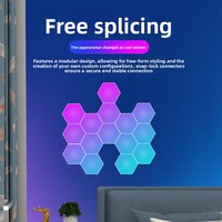 Panneaux lumineux hexagonaux RGB, lumières modulaires de jeu synchronisées avec la musique, décor mural LED en nid d'abeille réactif au son pour la chambre