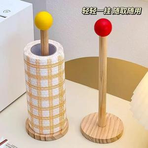 <b>Kitchen</b> Paper <b>Roll</b> <b>Holder</b> Wooden Stand With Ball Top For Countertop Storage - Product Image 4
