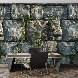 Pared de piedra antigua 3D musgo vegetación textura Fondo roca fondos de pantalla - Product Image 1