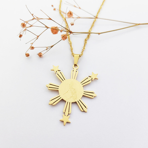 Collar con Mapa de Filipinas, Joyería de Acero Inoxidable, Collar con Mapa de Filipinas y Estrella Solar, Chapado en Oro, Orgullo Filipino, Joyería <span class=keywords><strong>Fina</strong></span> - Product Image 4